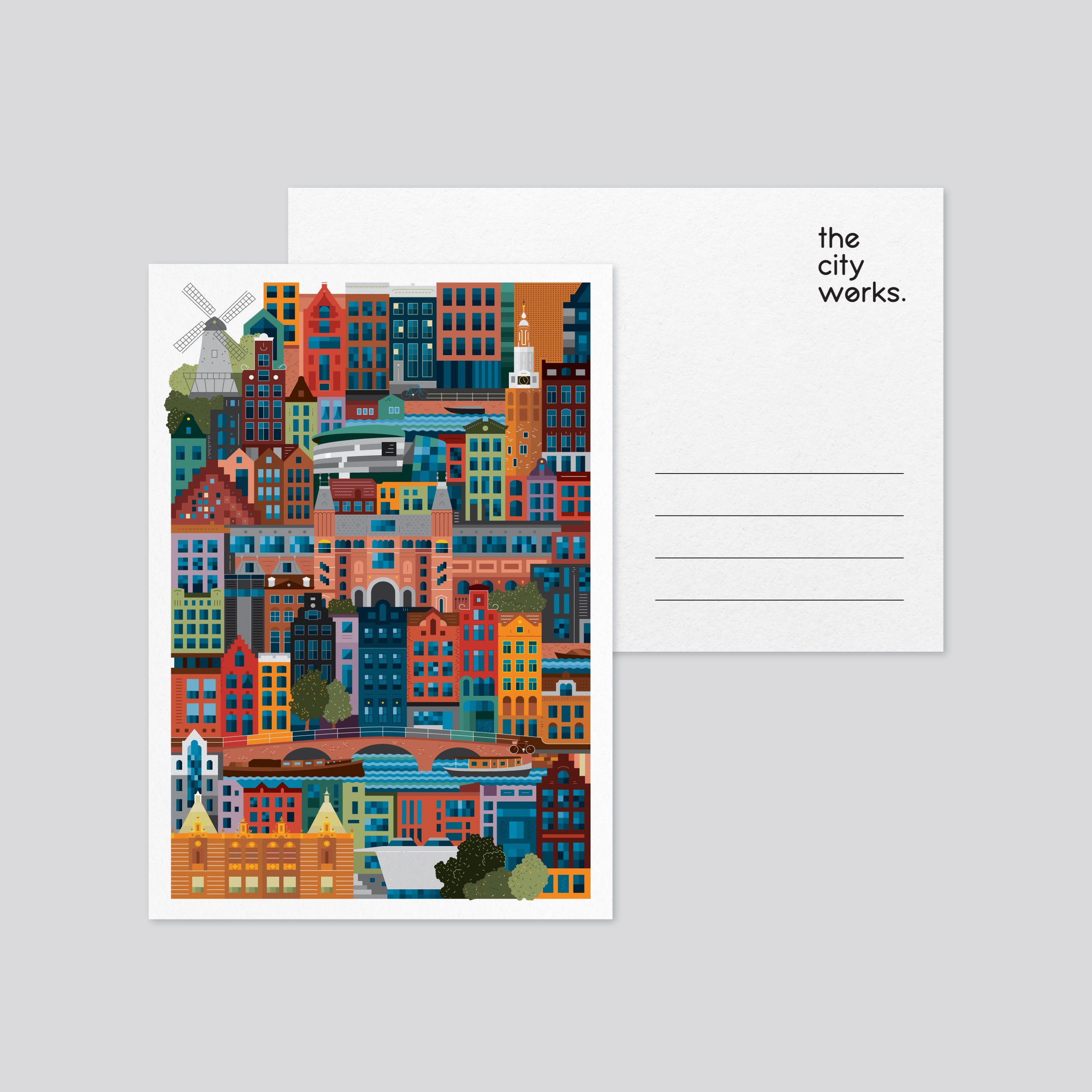 Amsterdam Colourful Postcard Set of 3