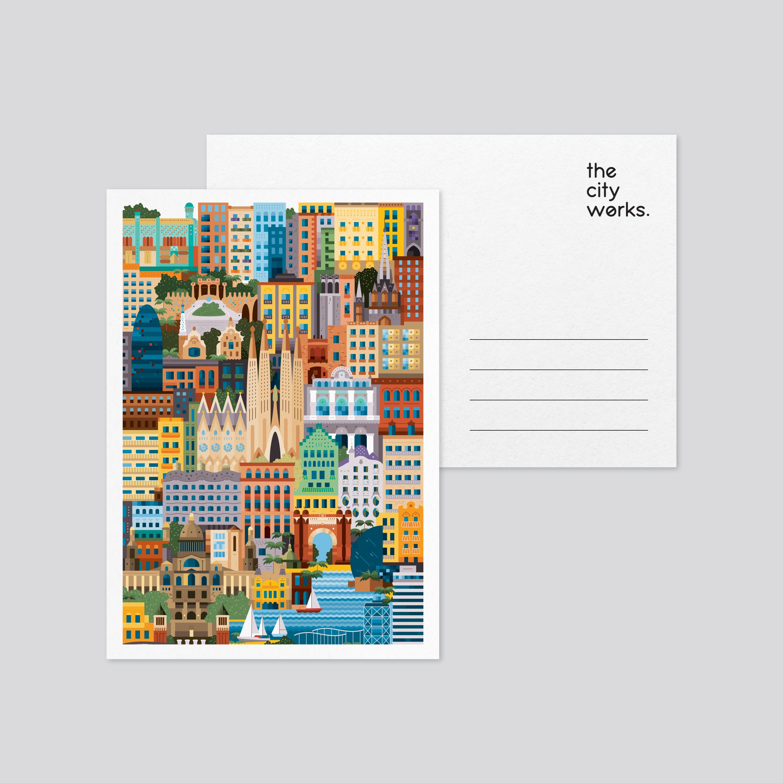 Barcelona Colourful Postcard Set of 3