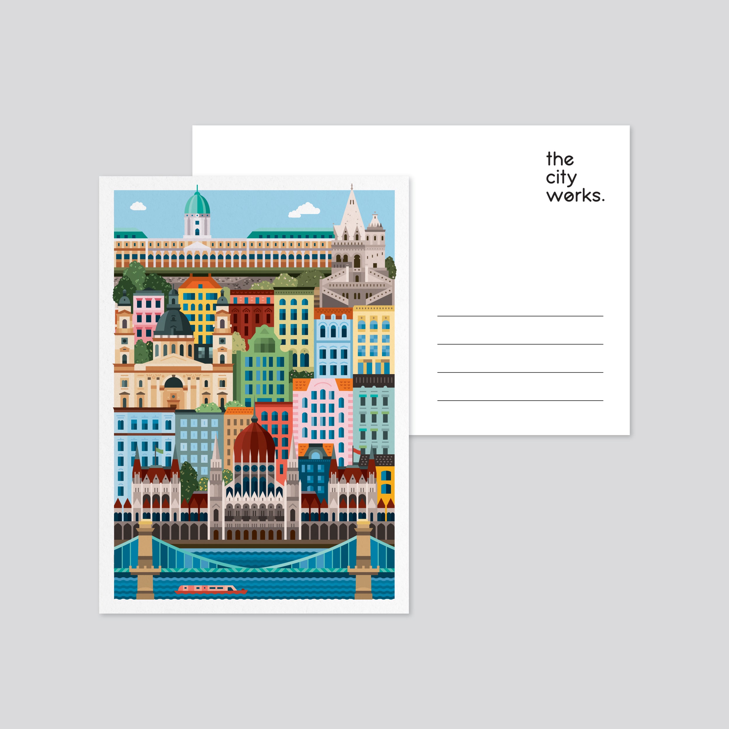 Budapest Colourful Postcard Set of 3