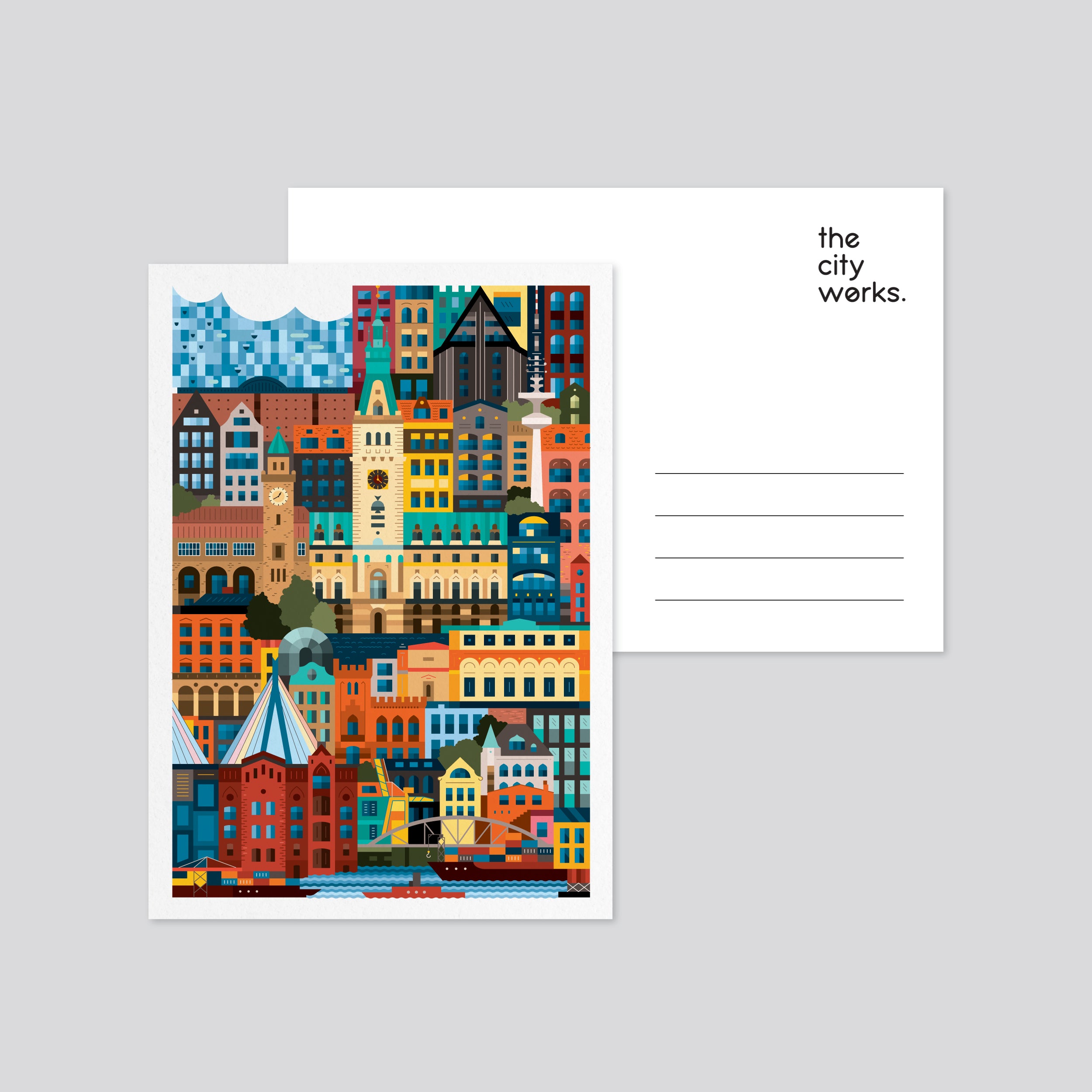 Hamburg Colourful Postcard Set of 3
