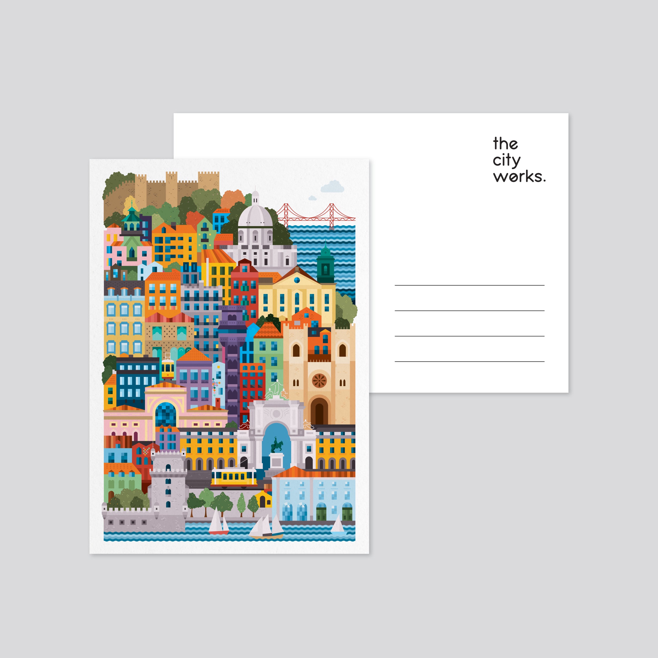 Lisbon Colourful Postcard Set of 3