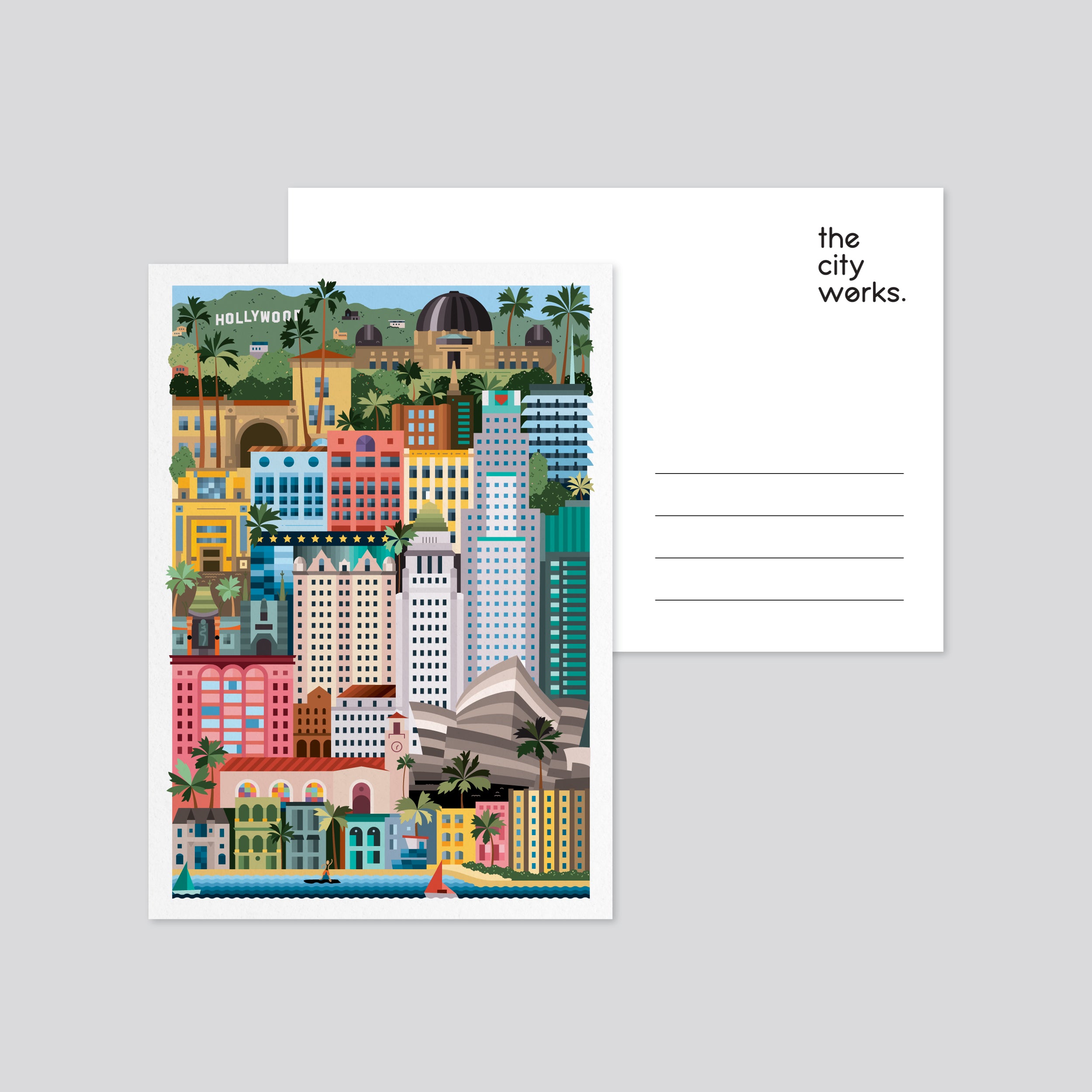Los Angeles Colourful Postcard Set of 3