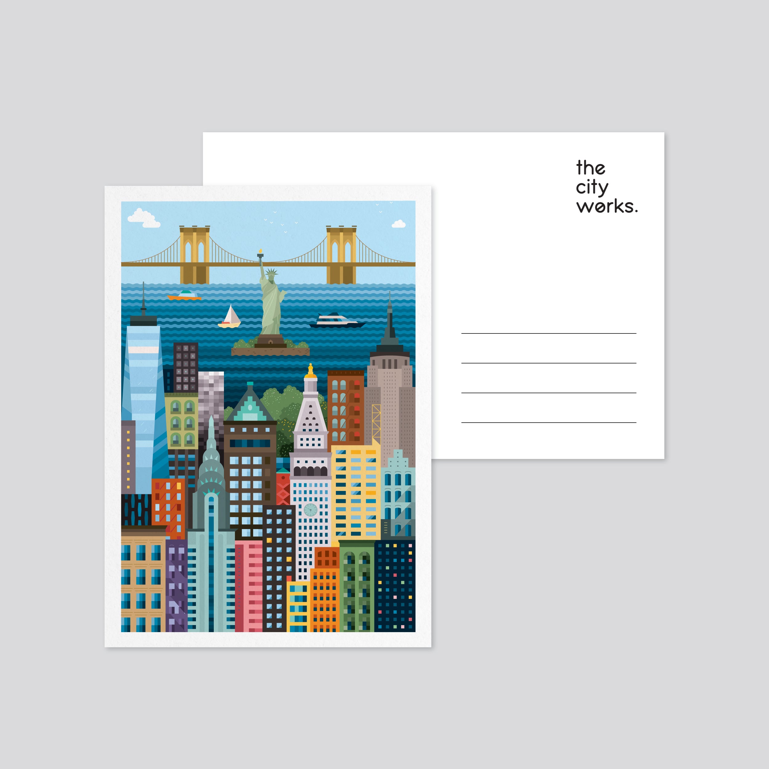 NYC Colourful Postcard Set of 3
