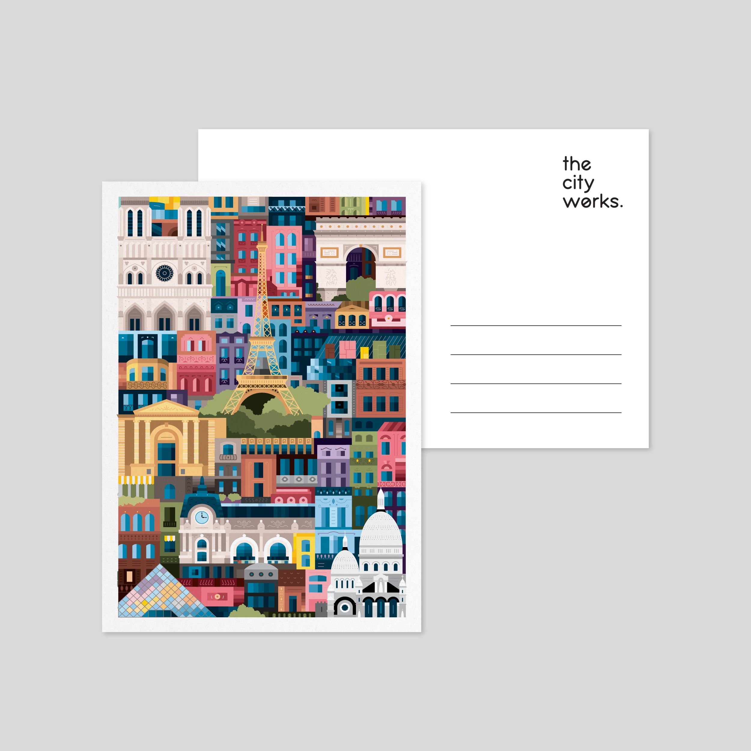 Paris Colourful Postcard Set of 3