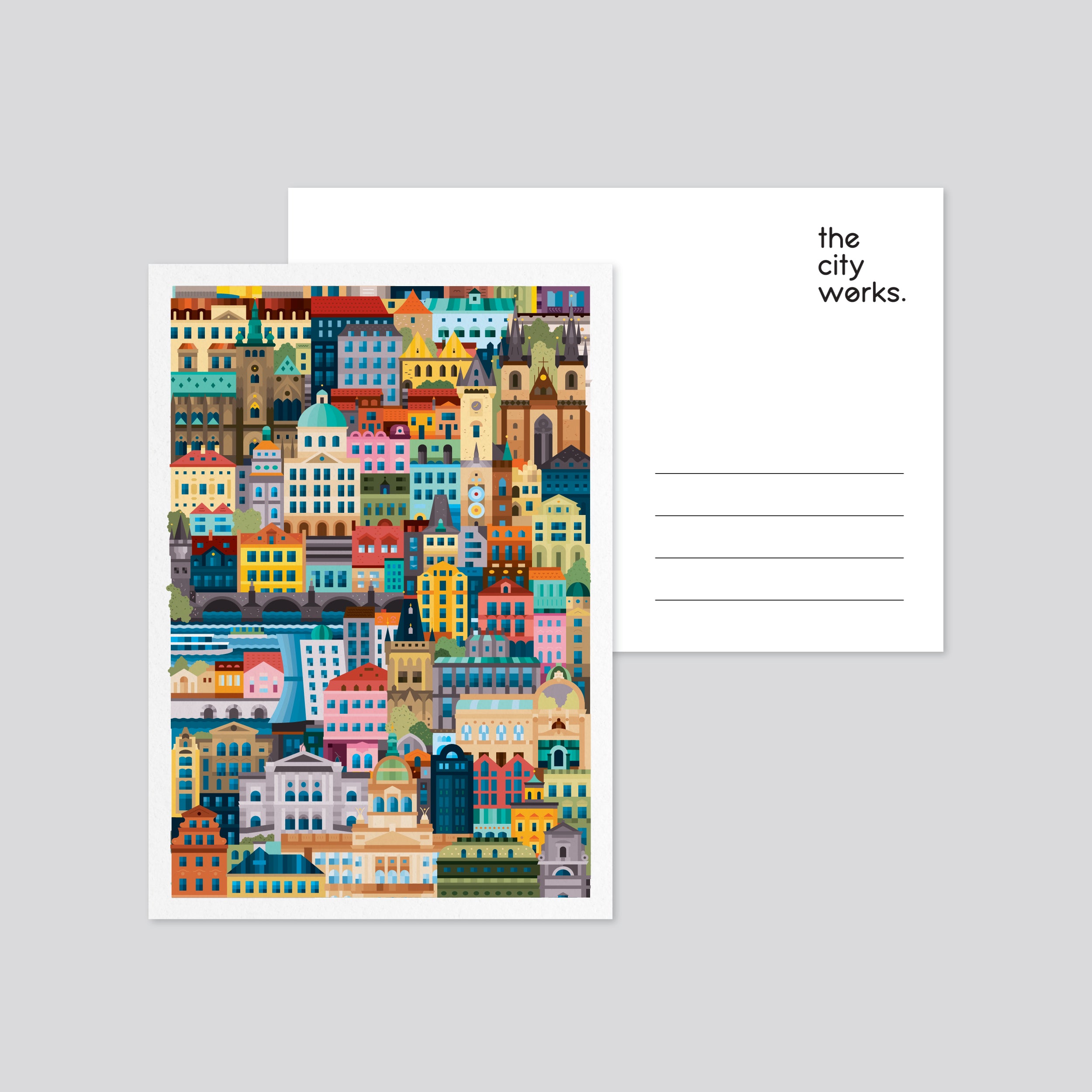 Prague Colourful Postcard Set of 3