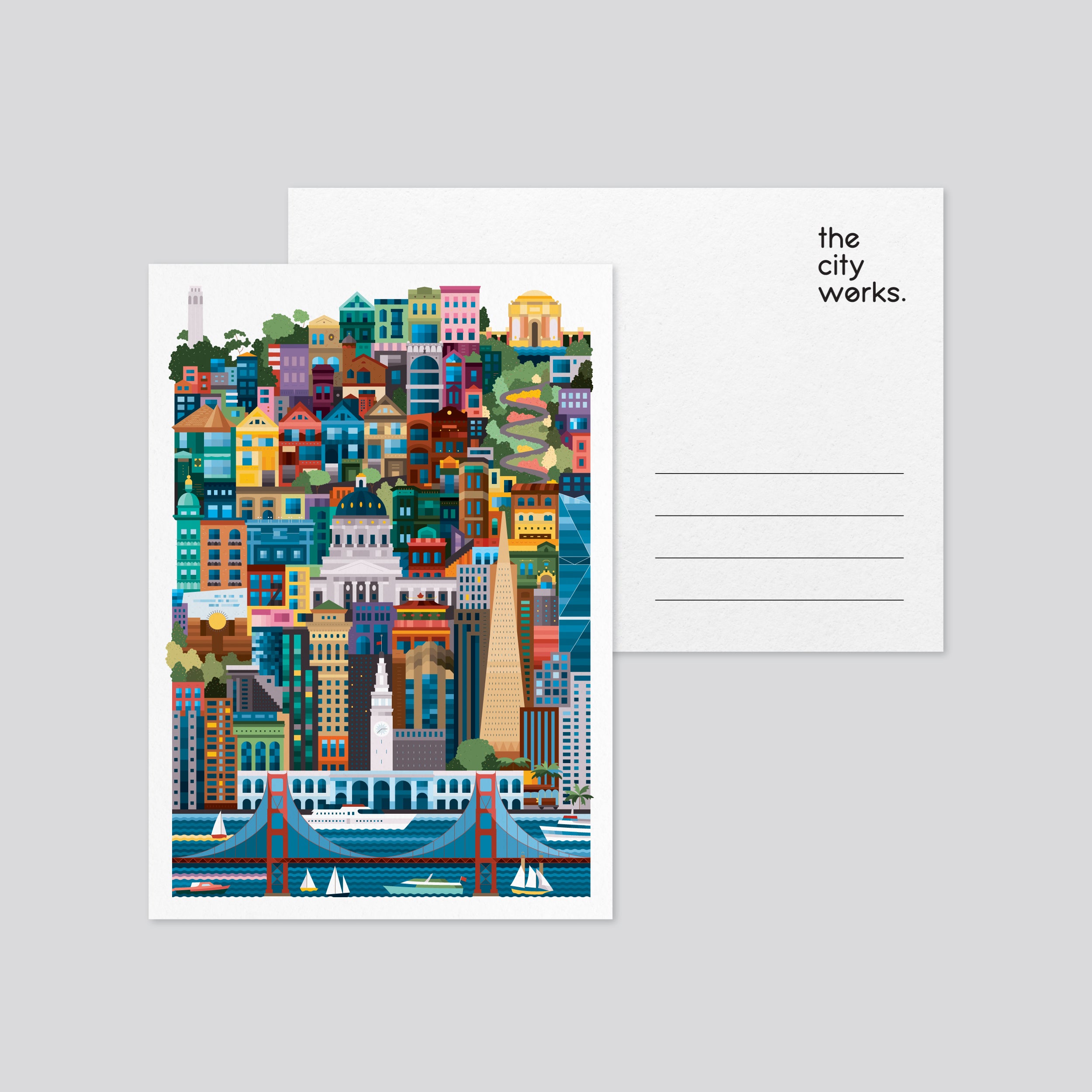 San Francisco Colourful Postcard Set of 3