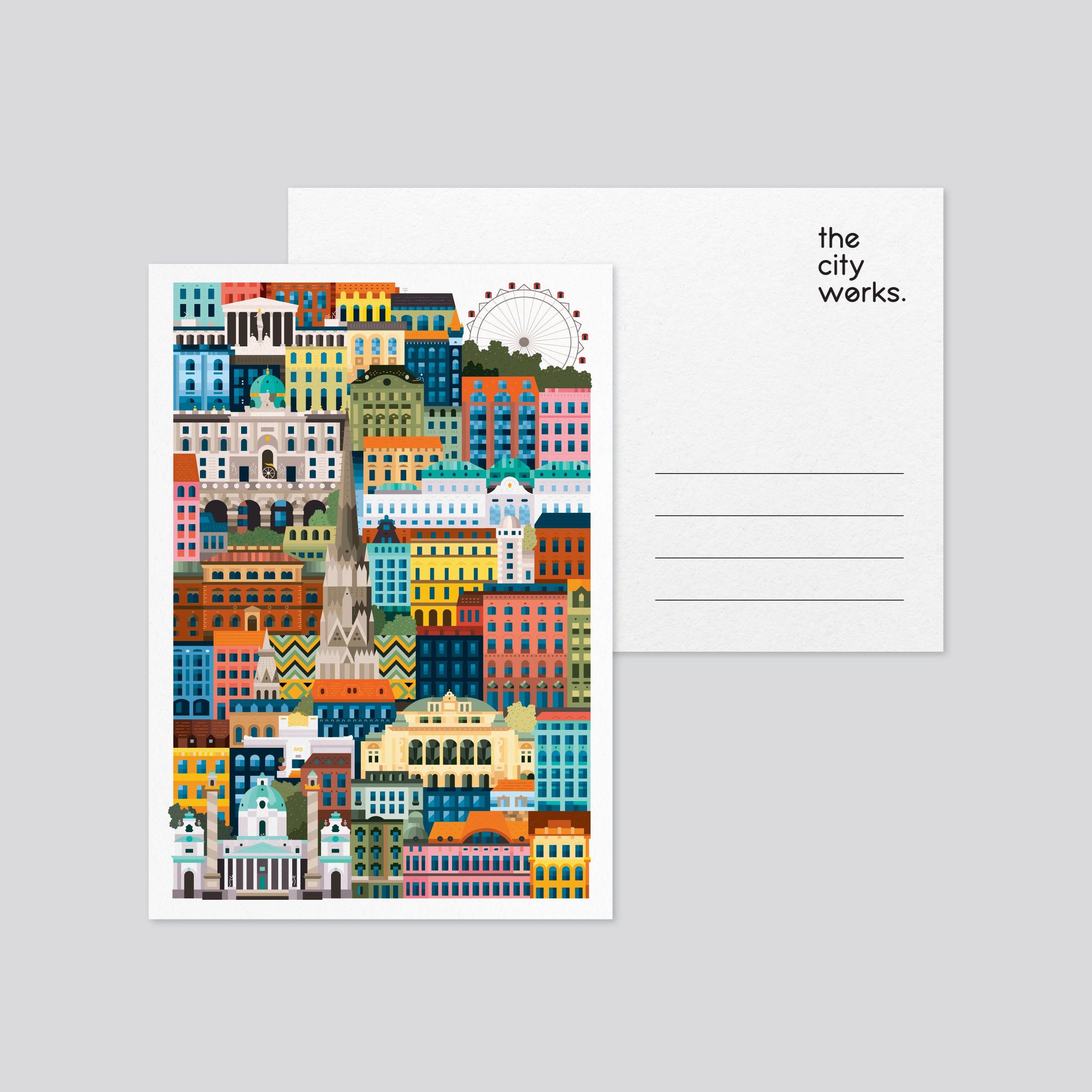 洋書 Vienna-Berlin Vienna Colourful Postcard Set of 3 – The City Works