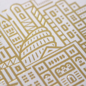 London in Gold Close Up White 2