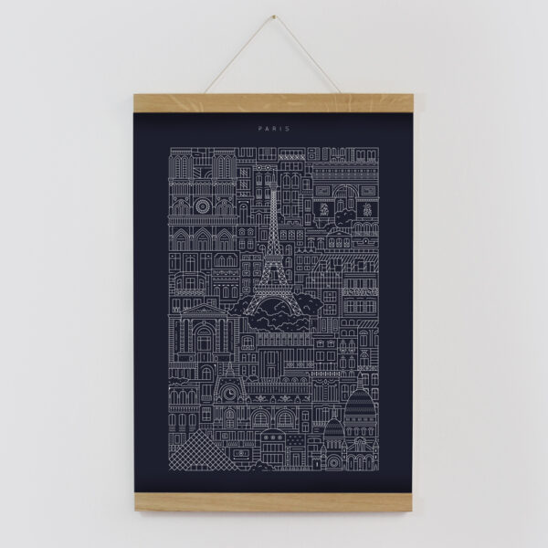 Paris Blueprint Framed by The City Works