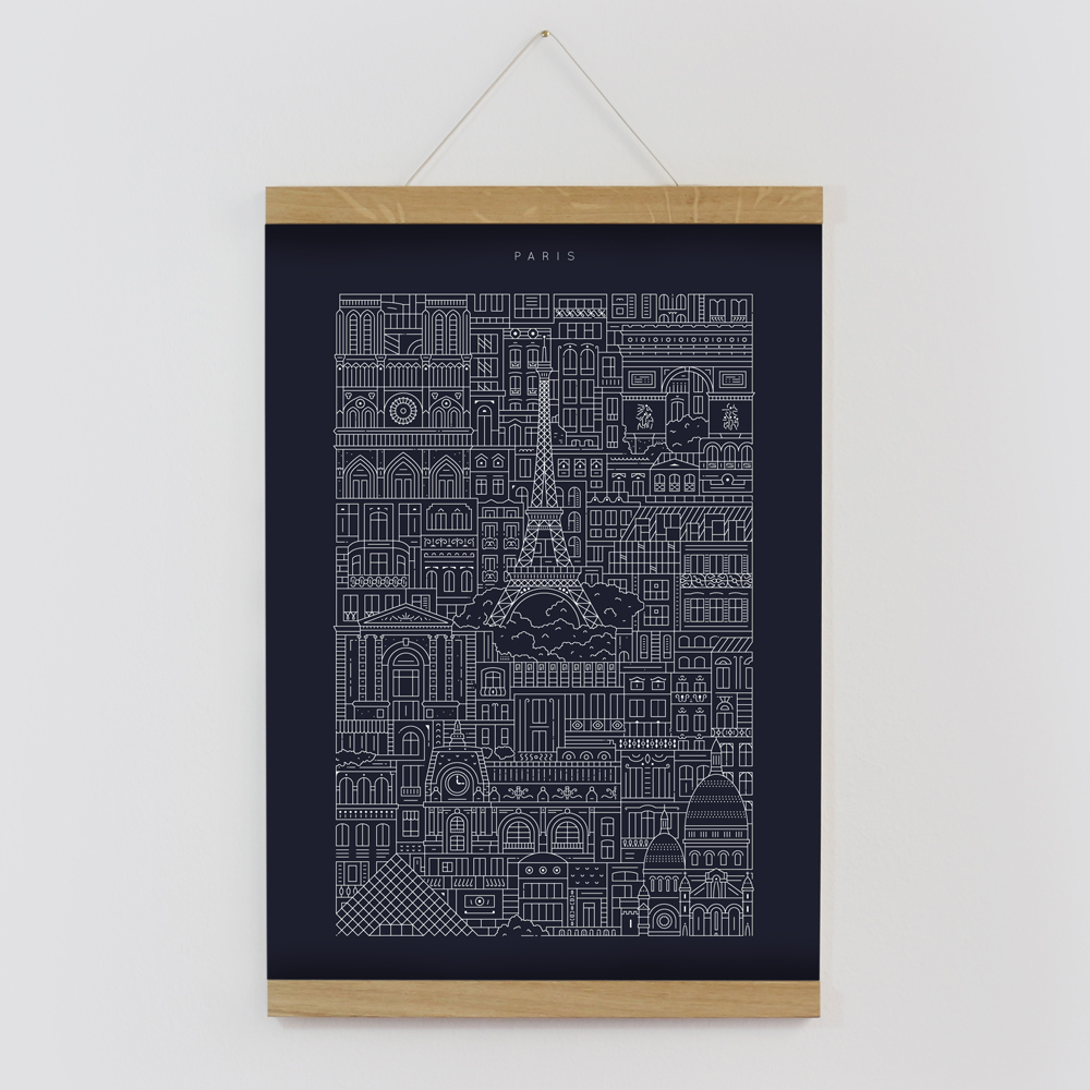 Paris Blueprint Framed by The City Works
