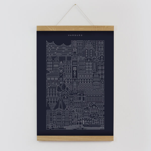 Hamburg Blueprint Framed by The City Works