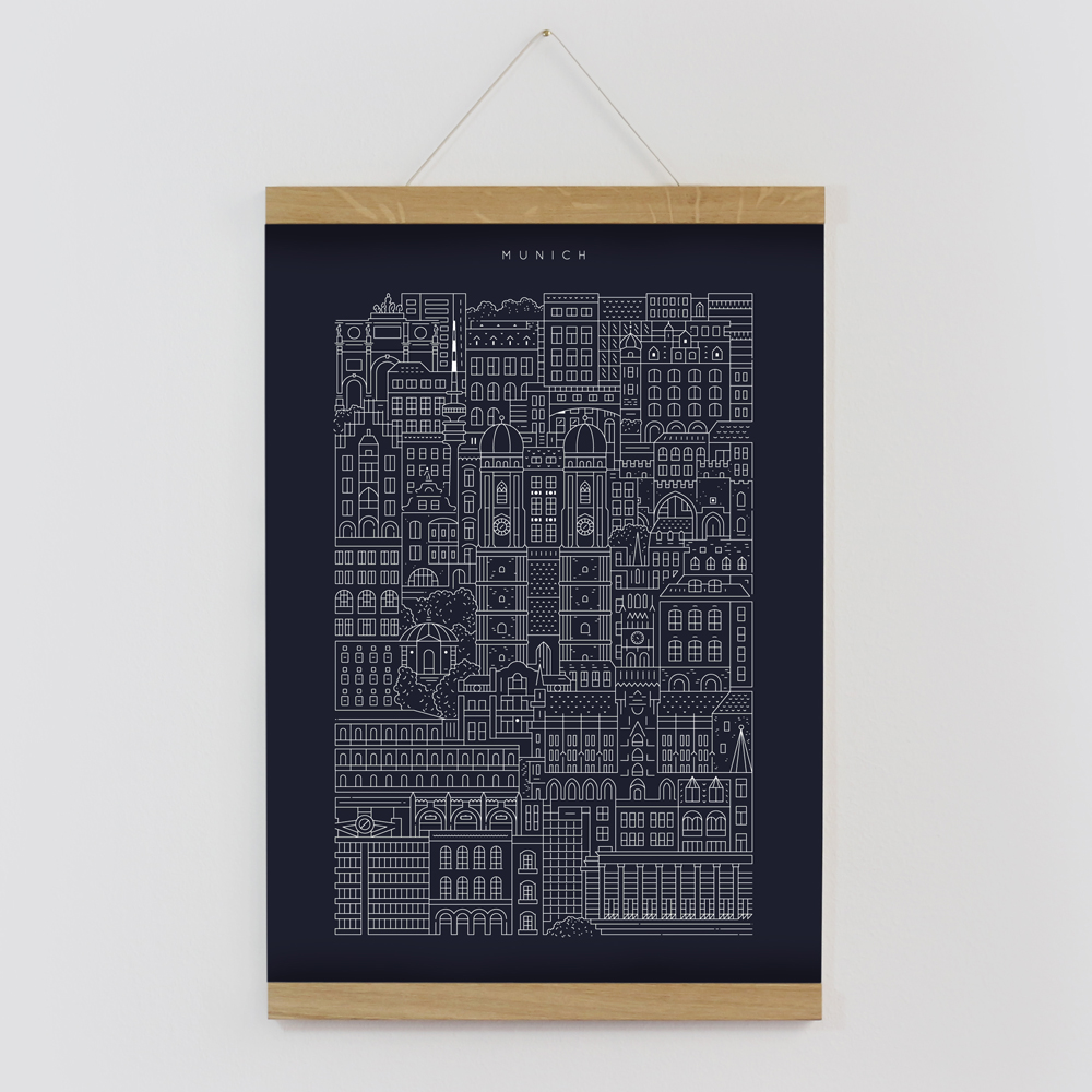 Munich Blueprint Framed by The City Works